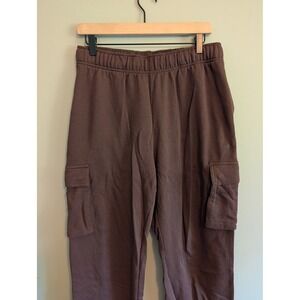 Cory Vines Brown Cargo Sweatpants Mens Medium Cotton Fleece Joggers Straight Leg